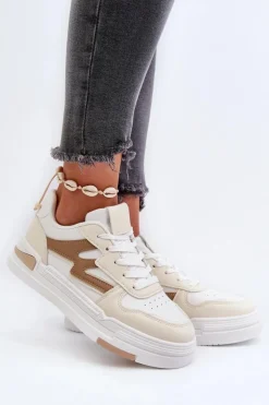 Online Boto Sneakersy Damskie Na Platformie Z Eko Skóry Beżowe Lynnette Beżowy