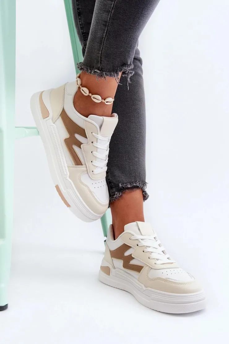 Online Boto Sneakersy Damskie Na Platformie Z Eko Skóry Beżowe Lynnette Beżowy