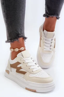 Online Boto Sneakersy Damskie Na Platformie Z Eko Skóry Beżowe Lynnette Beżowy