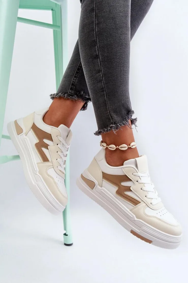 Online Boto Sneakersy Damskie Na Platformie Z Eko Skóry Beżowe Lynnette Beżowy
