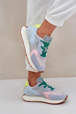 Sale Big Star Shoes Sneakersy Damskie Na Platformie Memory Foam System Big Star NN274682 Niebieskie