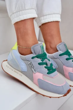 Sale Big Star Shoes Sneakersy Damskie Na Platformie Memory Foam System Big Star NN274682 Niebieskie