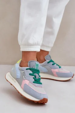 Sale Big Star Shoes Sneakersy Damskie Na Platformie Memory Foam System Big Star NN274682 Niebieskie