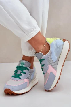 Sale Big Star Shoes Sneakersy Damskie Na Platformie Memory Foam System Big Star NN274682 Niebieskie