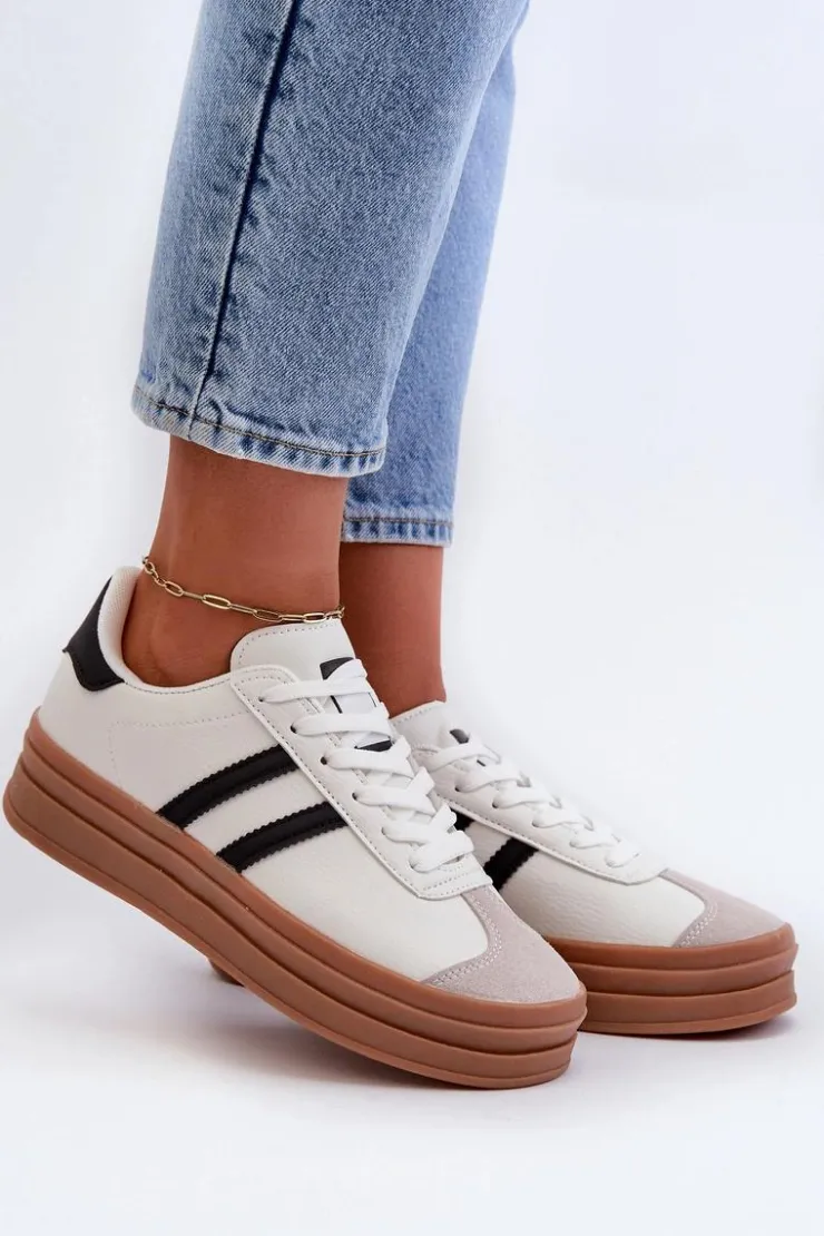 Boto Buty Sportowe Na Platformie|Sneakersy Damskie*Sneakersy Damskie Na Platformie Białe Egelia Biały