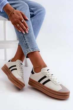 Boto Buty Sportowe Na Platformie|Sneakersy Damskie*Sneakersy Damskie Na Platformie Białe Egelia Biały