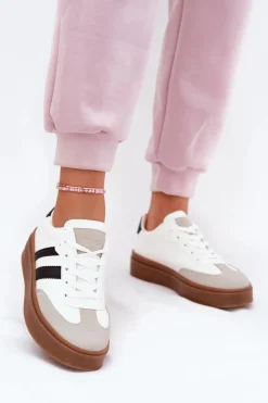 Boto Sneakersy Damskie*Sneakersy Damskie Na Platformie Z Eko Skóry Białe Elaraven