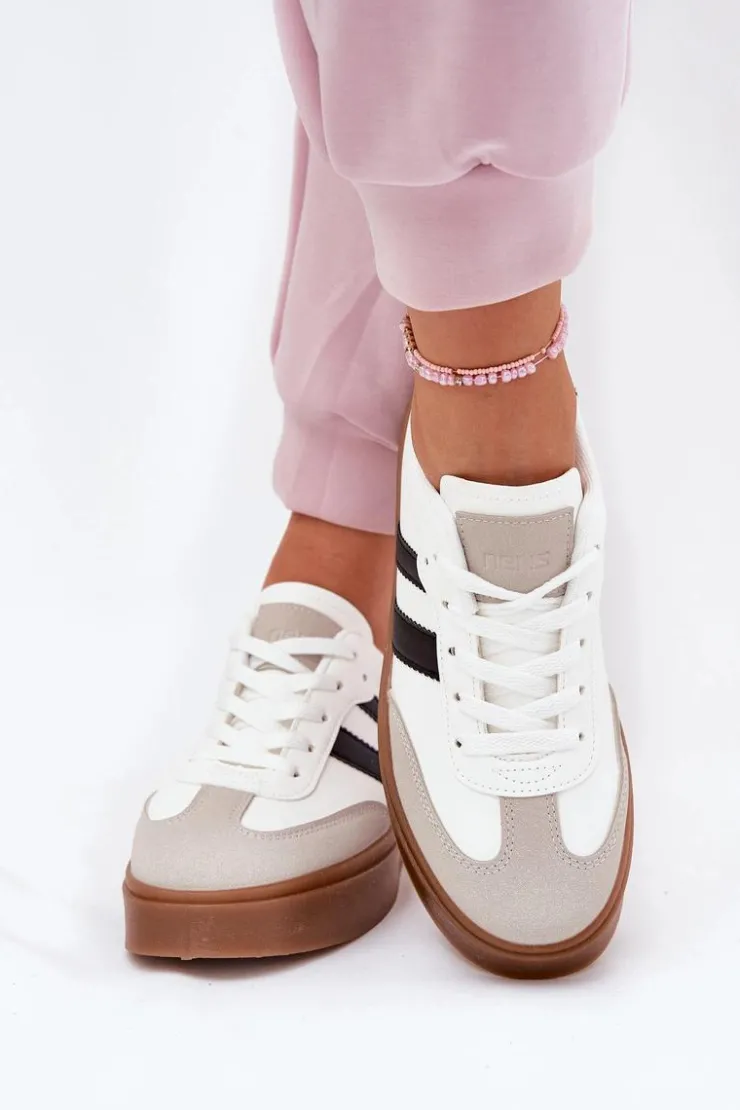 Boto Sneakersy Damskie*Sneakersy Damskie Na Platformie Z Eko Skóry Białe Elaraven