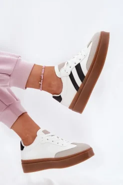 Boto Sneakersy Damskie*Sneakersy Damskie Na Platformie Z Eko Skóry Białe Elaraven