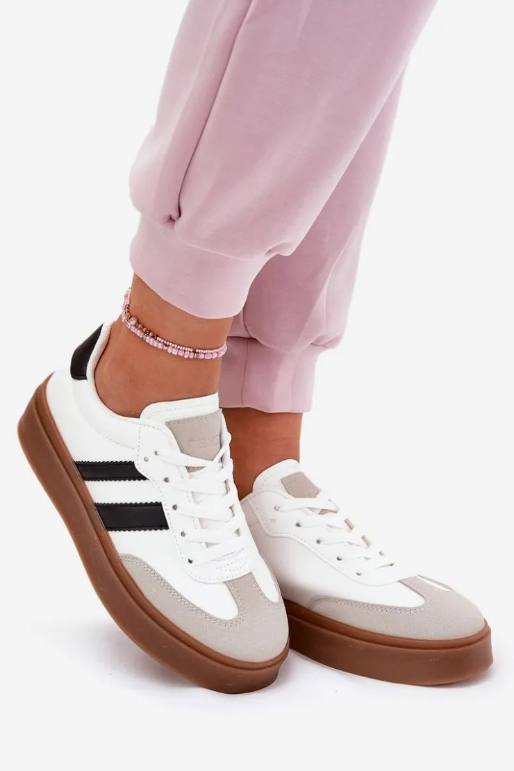 Boto Sneakersy Damskie*Sneakersy Damskie Na Platformie Z Eko Skóry Białe Elaraven