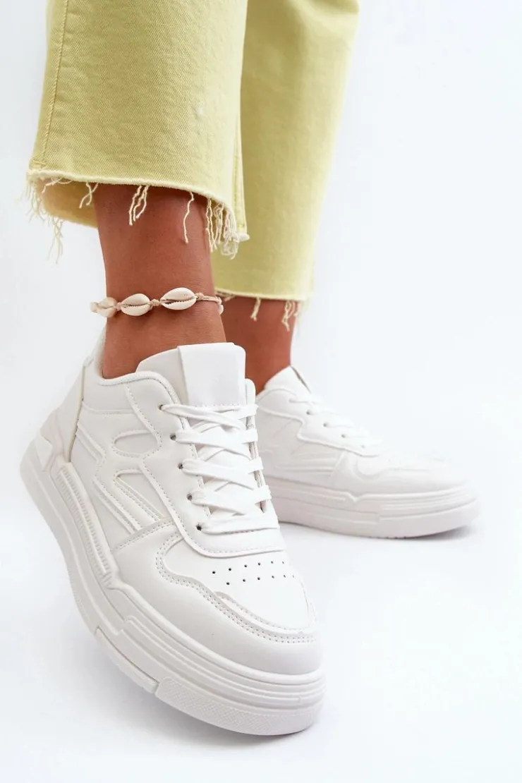 Boto Buty Sportowe Na Platformie|Sneakersy Damskie*Sneakersy Damskie Na Platformie Z Eko Skóry Białe Lynnette Biały