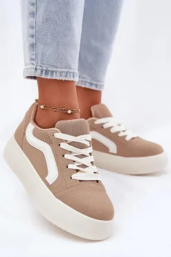 Boto Buty Sportowe Na Platformie|Sneakersy Damskie*Sneakersy Damskie Na Platformie Khaki Tellnira Beżowy