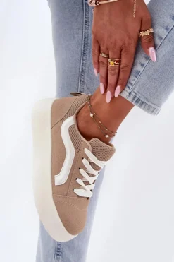 Boto Buty Sportowe Na Platformie|Sneakersy Damskie*Sneakersy Damskie Na Platformie Khaki Tellnira Beżowy