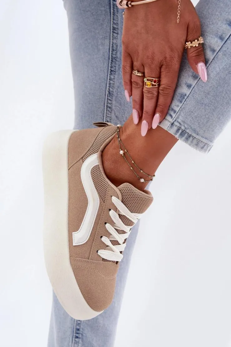 Boto Buty Sportowe Na Platformie|Sneakersy Damskie*Sneakersy Damskie Na Platformie Khaki Tellnira Beżowy