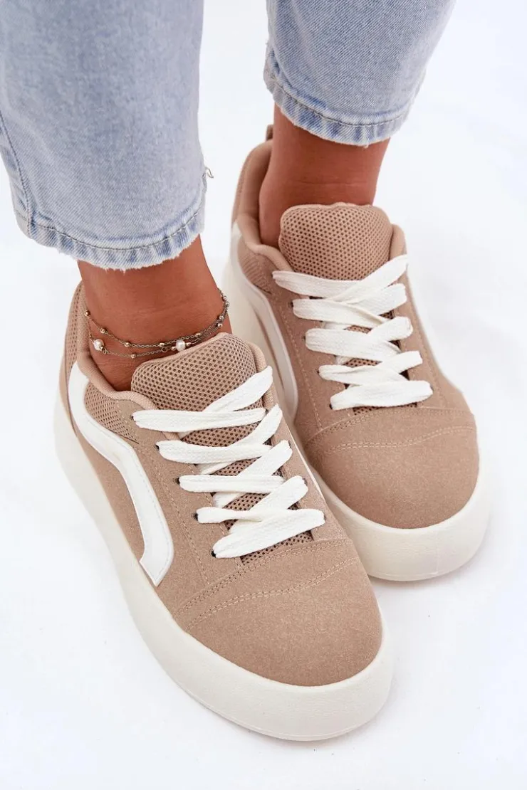 Boto Buty Sportowe Na Platformie|Sneakersy Damskie*Sneakersy Damskie Na Platformie Khaki Tellnira Beżowy