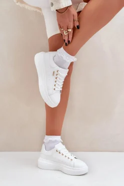 Boto Buty Sportowe Na Platformie|Sneakersy Damskie*Sneakersy Damskie Na Platformie Eko Skóra Białe Lelandine Biały