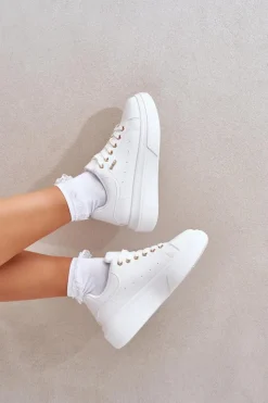 Boto Buty Sportowe Na Platformie|Sneakersy Damskie*Sneakersy Damskie Na Platformie Eko Skóra Białe Lelandine Biały