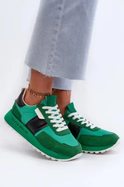 Big Star Shoes Buty Sportowe Na Platformie|Buty Sportowe Big Star*Sneakersy Damskie Na Platformie Big Star NN274501 Memory Foam System Zielone