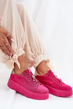 Damskie Boto Sneakersy Damskie Na Platformie Z Misiem Fuksja Vailina