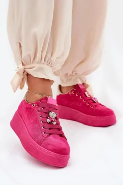 Damskie Boto Sneakersy Damskie Na Platformie Z Misiem Fuksja Vailina