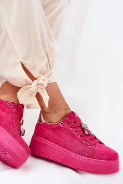 Damskie Boto Sneakersy Damskie Na Platformie Z Misiem Fuksja Vailina