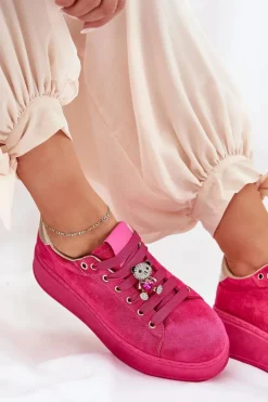 Damskie Boto Sneakersy Damskie Na Platformie Z Misiem Fuksja Vailina