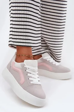 Sale Boto Sneakersy Damskie Na Platformie Szare Tellnira Szary