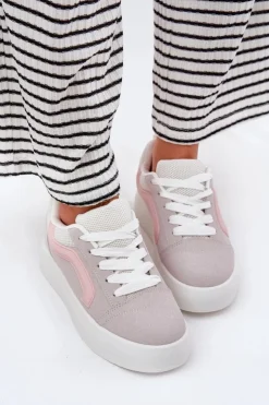 Sale Boto Sneakersy Damskie Na Platformie Szare Tellnira Szary