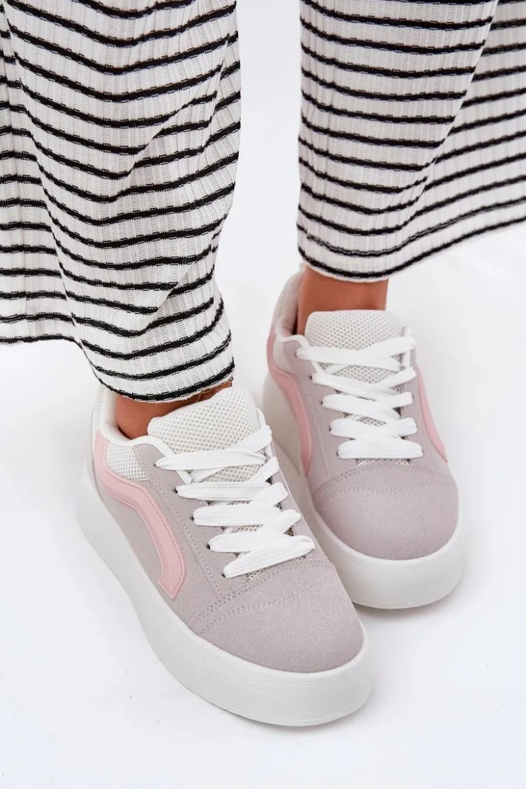Sale Boto Sneakersy Damskie Na Platformie Szare Tellnira Szary