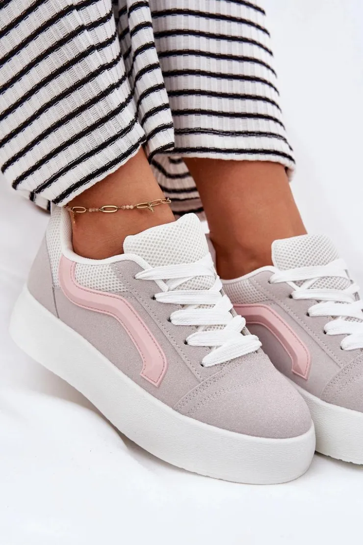 Sale Boto Sneakersy Damskie Na Platformie Szare Tellnira Szary
