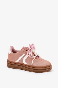 Online Boto Sneakersy Damskie Na Platformie Z Ozdobami Różowe Vinness Różowy