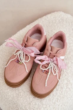 Online Boto Sneakersy Damskie Na Platformie Z Ozdobami Różowe Vinness Różowy