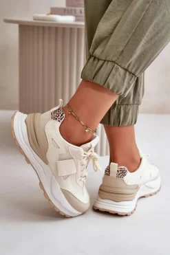 Best Boto Sneakersy Damskie Na Platformie Beżowe Nevelaine