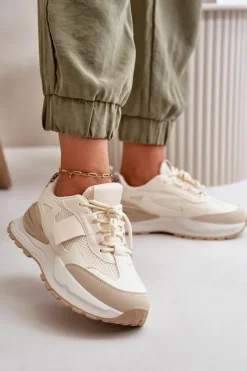 Best Boto Sneakersy Damskie Na Platformie Beżowe Nevelaine
