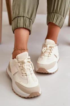 Best Boto Sneakersy Damskie Na Platformie Beżowe Nevelaine