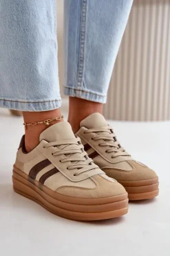 Discount Evento Sneakersy Damskie Na Platformie Brązowe Nesonice