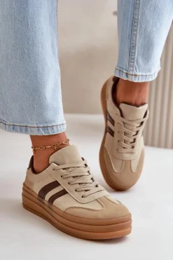 Discount Evento Sneakersy Damskie Na Platformie Brązowe Nesonice