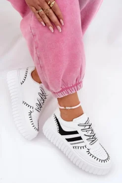 Boto Buty Sportowe Na Platformie|Sneakersy Damskie*Sneakersy Damskie Na Platformie Biało-Czarne Ofenale Biały