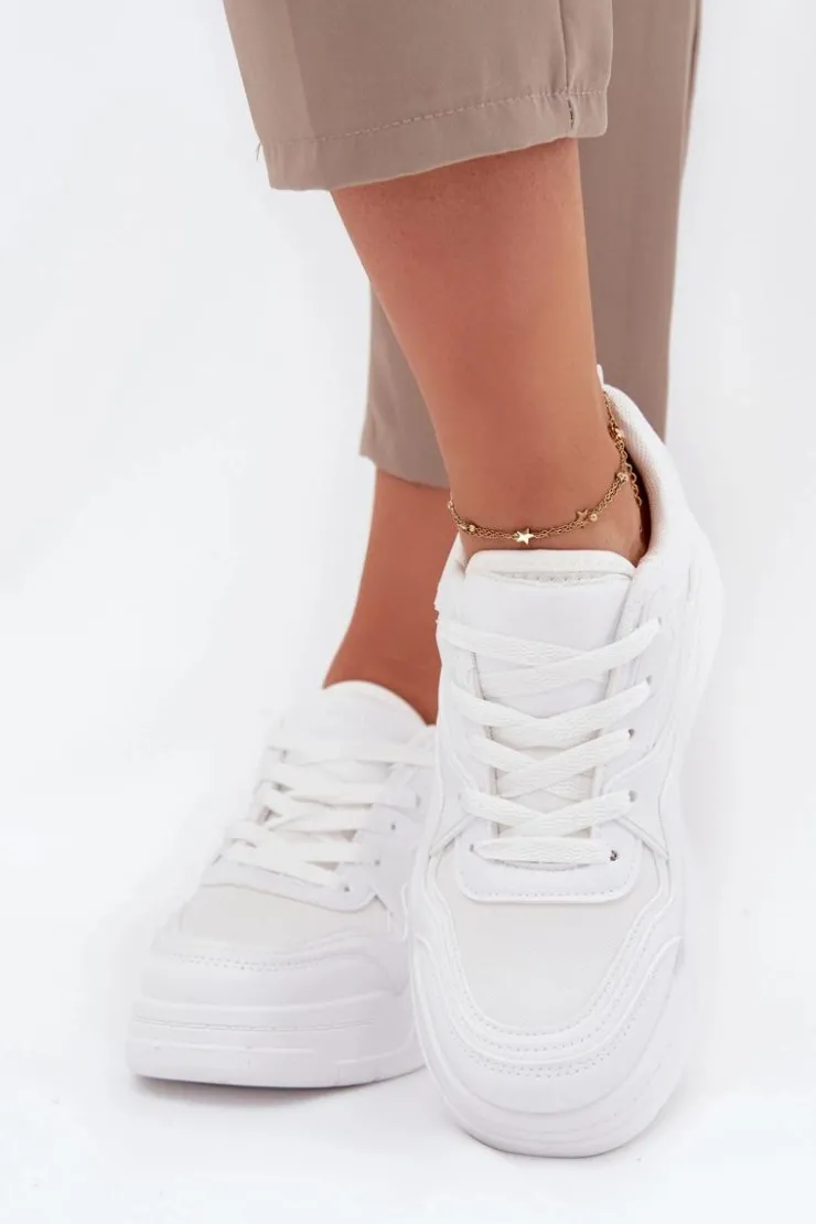 Damskie Big Star Shoes Sneakersy Damskie Na Platformie Big Star SS274590 HI-POLY SYSTEM Białe