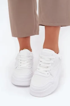 Damskie Big Star Shoes Sneakersy Damskie Na Platformie Big Star SS274590 HI-POLY SYSTEM Białe