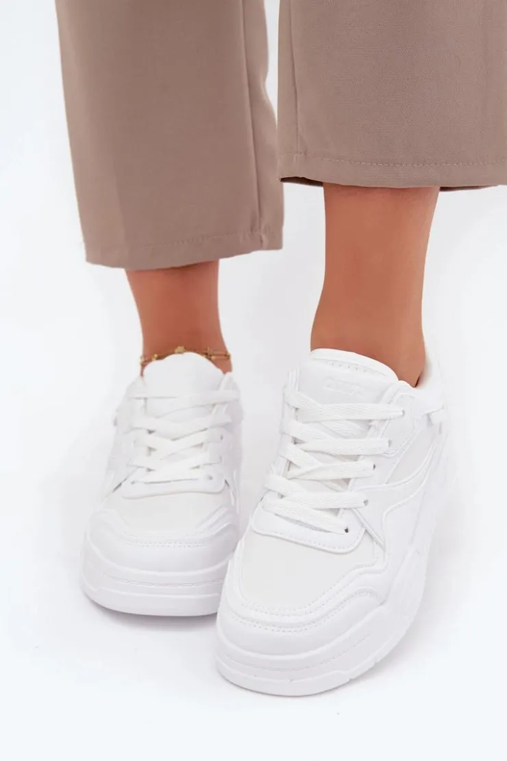 Damskie Big Star Shoes Sneakersy Damskie Na Platformie Big Star SS274590 HI-POLY SYSTEM Białe