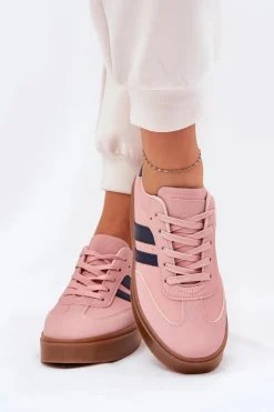 Evento Sneakersy Damskie*Sneakersy Damskie Na Platformie Z Eko Skóry Różowe Ediriella Różowy