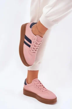 Evento Sneakersy Damskie*Sneakersy Damskie Na Platformie Z Eko Skóry Różowe Ediriella Różowy