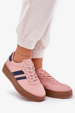 Evento Sneakersy Damskie*Sneakersy Damskie Na Platformie Z Eko Skóry Różowe Ediriella Różowy
