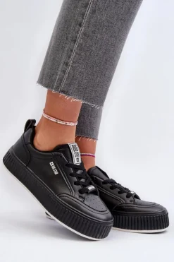 Big Star Shoes Buty Sportowe Big Star|Sneakersy Damskie*Sneakersy Damskie Na Platformie Big Star NN274255 Czarne Czarny