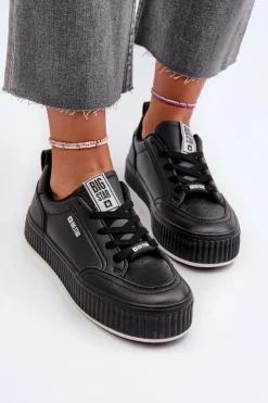 Big Star Shoes Buty Sportowe Big Star|Sneakersy Damskie*Sneakersy Damskie Na Platformie Big Star NN274255 Czarne Czarny