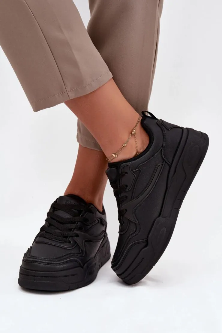 Discount Big Star Shoes Sneakersy Damskie Na Platformie Big Star SS274589 HI-POLY SYSTEM Czarne Czarny