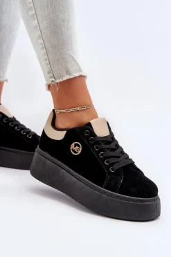 Discount Boto Sneakersy Damskie Na Platformie Czarne Eshen