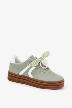 Damskie Boto Sneakersy Damskie Na Platformie Z Ozdobami Zielone Vinness