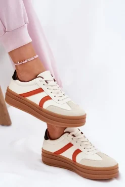 Damskie Evento Sneakersy Damskie Na Platformie Beżowe Tolianna